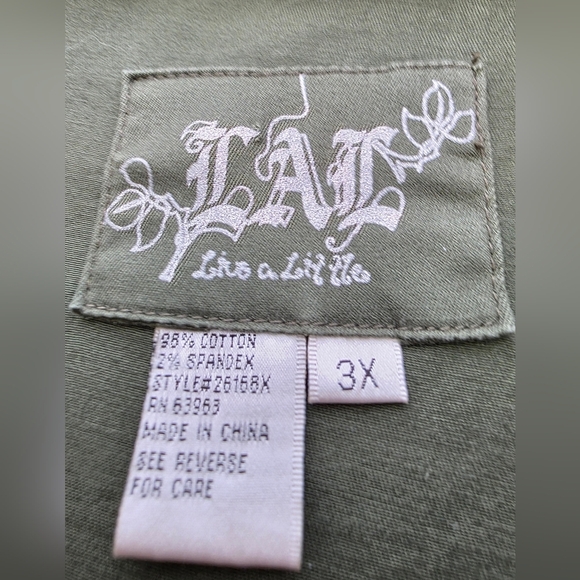 Live A Little 3XL Dark Green khaki Trench Coat - Picture 8 of 8